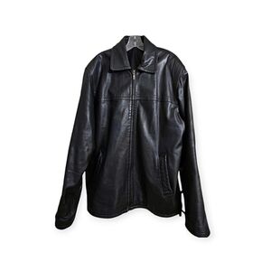 Baggio Rossini, Authentic Turkish Leather, Black Zip-Front Leather Jacket, XL